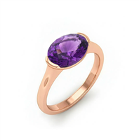 Anello Gazzola Gioielli Donna Amuleto in Oro rosa Ametista 1.60 Ct AN-1229-72-3-9-13-AM-OV-N - AN-1229-72-3-9-13-AM-OV-N